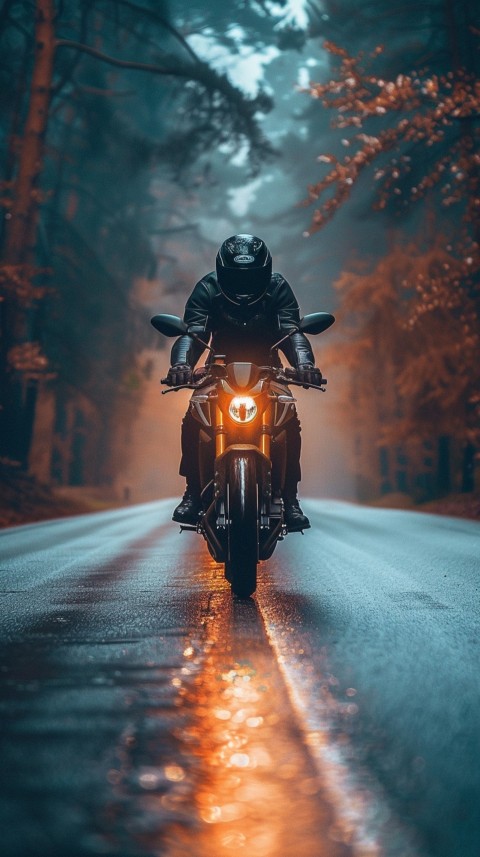 Man on Motorcycle Riding Down a Road  Biker Aesthetic Wallpaper (603)