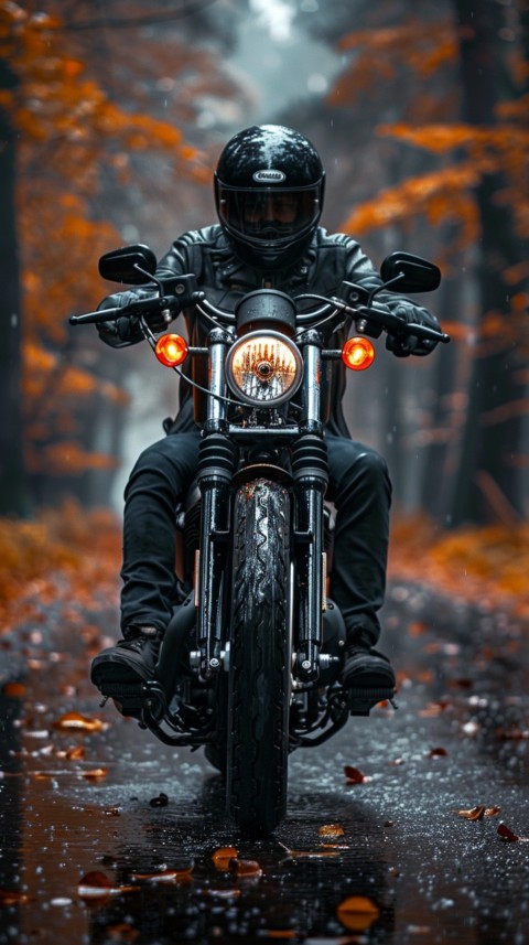 Man on Motorcycle Riding Down a Road  Biker Aesthetic Wallpaper (609)