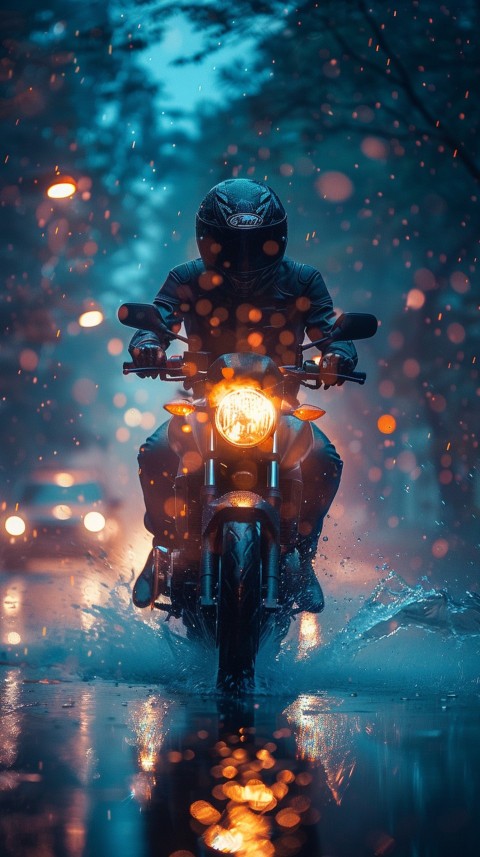 Man on Motorcycle Riding Down a Road  Biker Aesthetic Wallpaper (606)