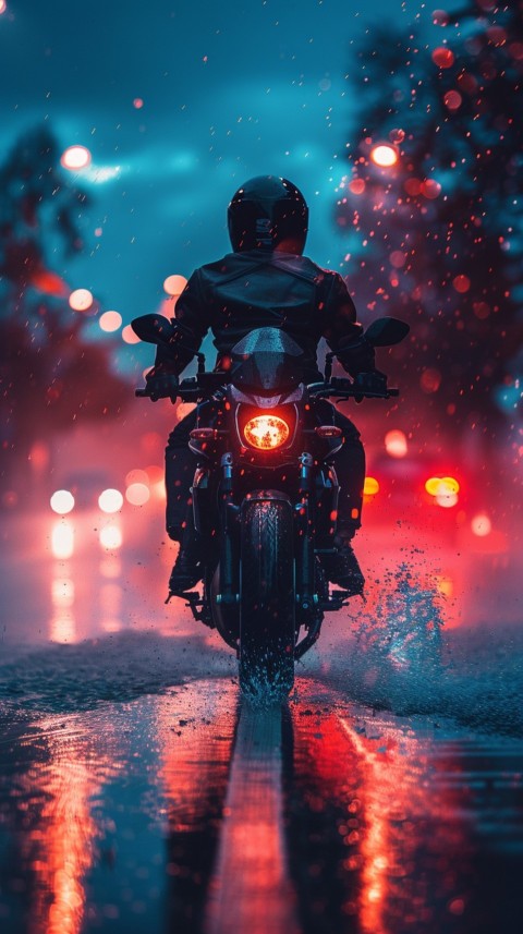 Man on Motorcycle Riding Down a Road  Biker Aesthetic Wallpaper (601)