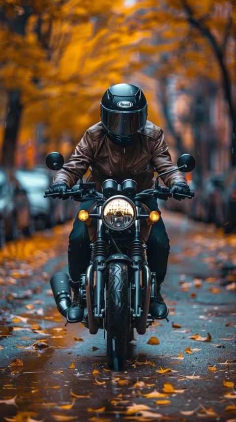 Man on Motorcycle Riding Down a Road  Biker Aesthetic Wallpaper (630)
