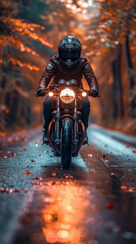 Man on Motorcycle Riding Down a Road  Biker Aesthetic Wallpaper (642)