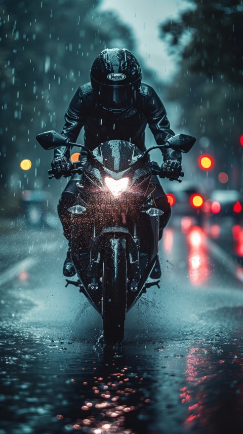 Man on Motorcycle Riding Down a Road  Biker Aesthetic Wallpaper (656)