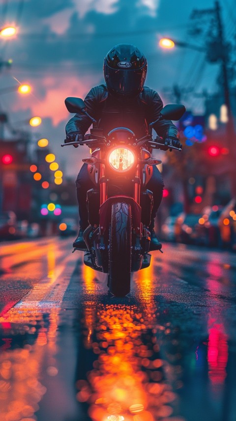 Man on Motorcycle Riding Down a Road  Biker Aesthetic Wallpaper (658)