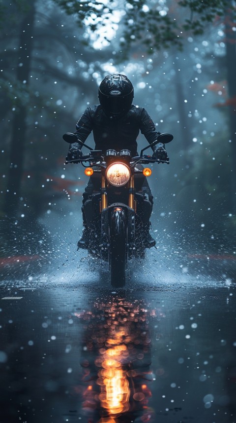 Man on Motorcycle Riding Down a Road  Biker Aesthetic Wallpaper (652)