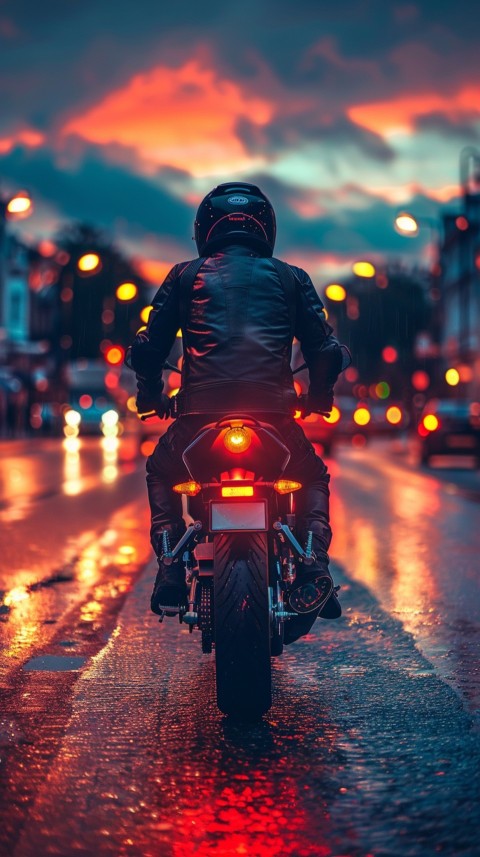 Man on Motorcycle Riding Down a Road  Biker Aesthetic Wallpaper (644)