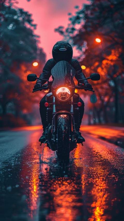 Man on Motorcycle Riding Down a Road  Biker Aesthetic Wallpaper (657)