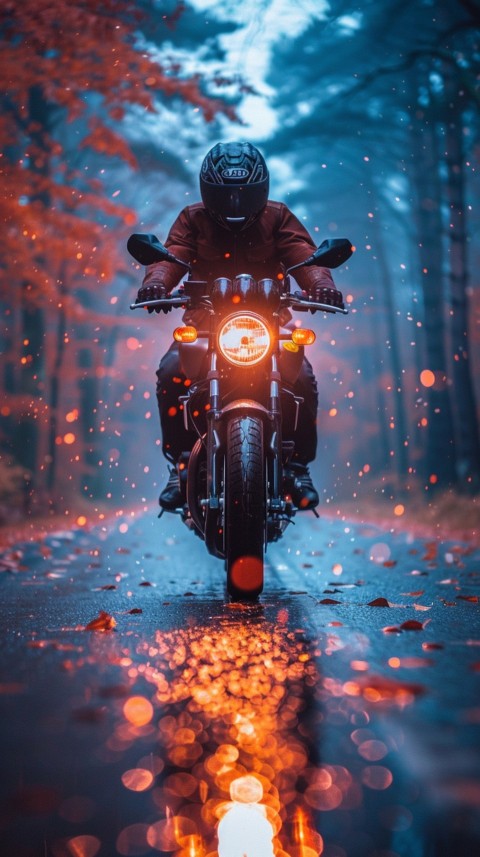 Man on Motorcycle Riding Down a Road  Biker Aesthetic Wallpaper (676)