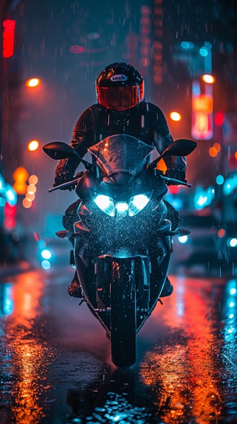 Man on Motorcycle Riding Down a Road  Biker Aesthetic Wallpaper (667)