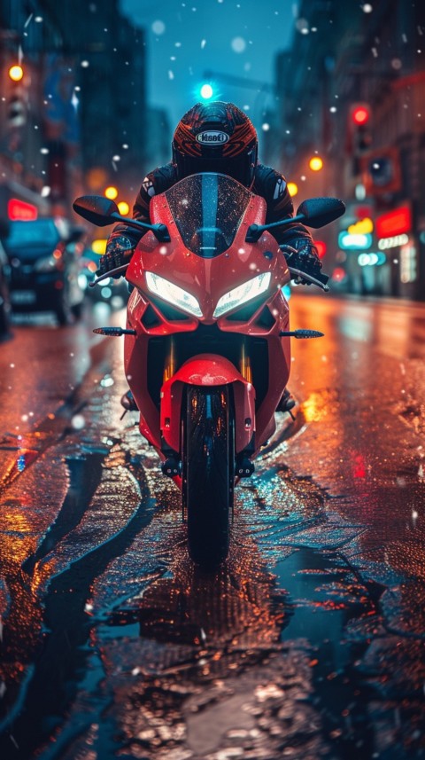 Man on Motorcycle Riding Down a Road  Biker Aesthetic Wallpaper (643)