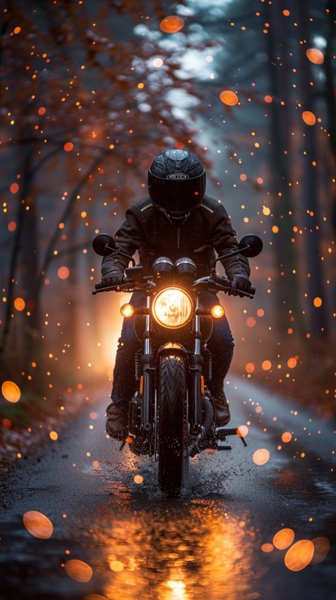 Man on Motorcycle Riding Down a Road  Biker Aesthetic Wallpaper (706)