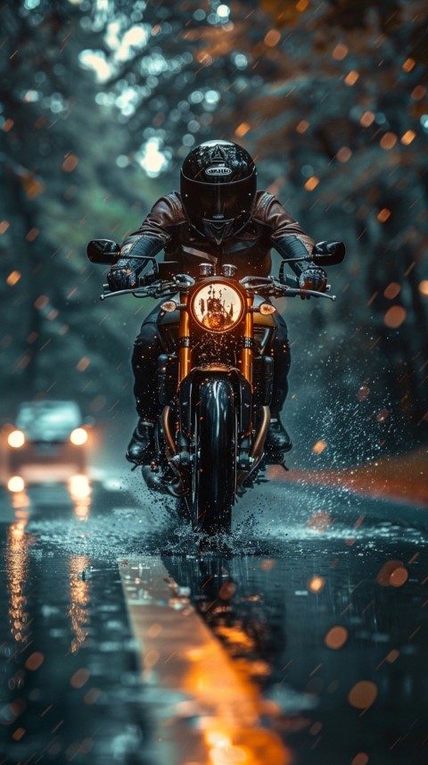 Man on Motorcycle Riding Down a Road  Biker Aesthetic Wallpaper (699)