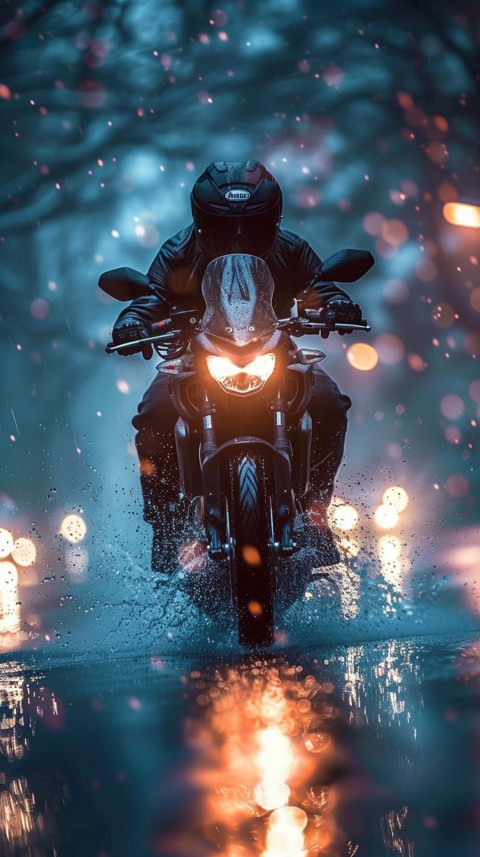 Man on Motorcycle Riding Down a Road  Biker Aesthetic Wallpaper (704)