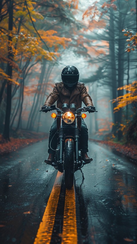 Man on Motorcycle Riding Down a Road  Biker Aesthetic Wallpaper (710)