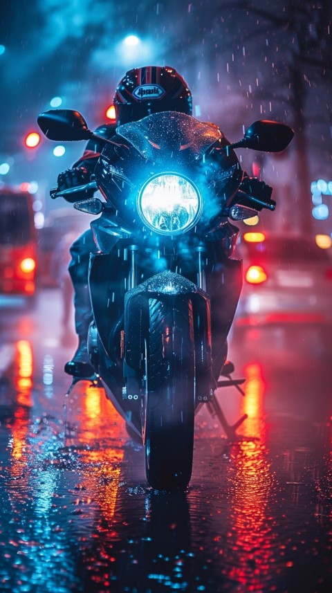 Man on Motorcycle Riding Down a Road  Biker Aesthetic Wallpaper (686)