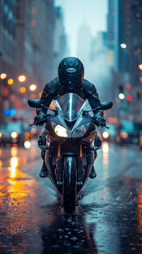 Man on Motorcycle Riding Down a Road  Biker Aesthetic Wallpaper (726)