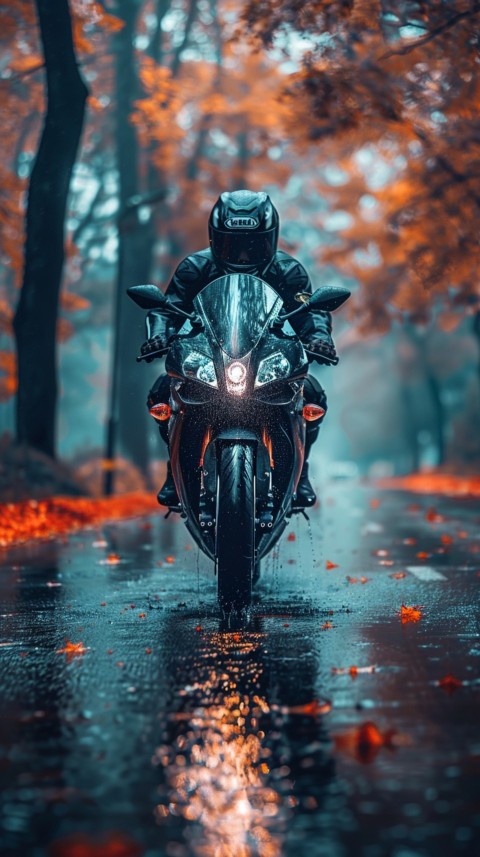 Man on Motorcycle Riding Down a Road  Biker Aesthetic Wallpaper (737)