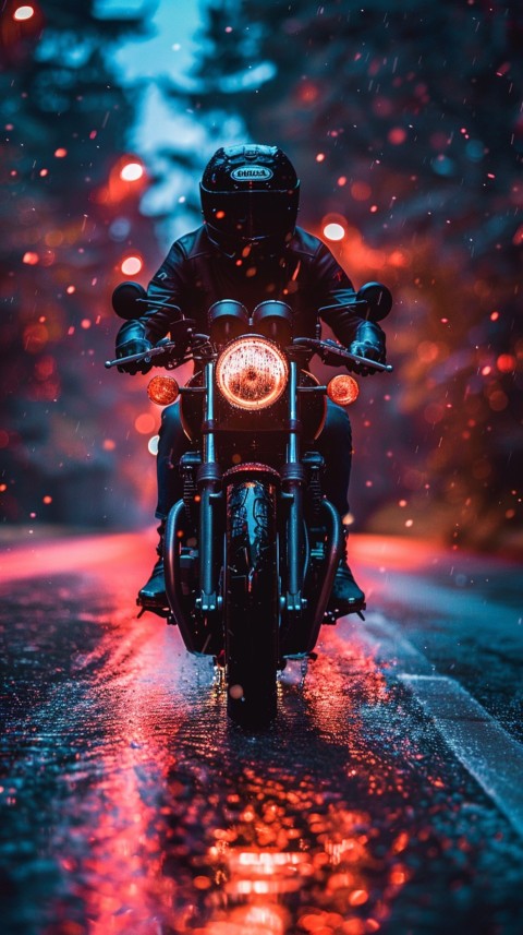 Man on Motorcycle Riding Down a Road  Biker Aesthetic Wallpaper (711)