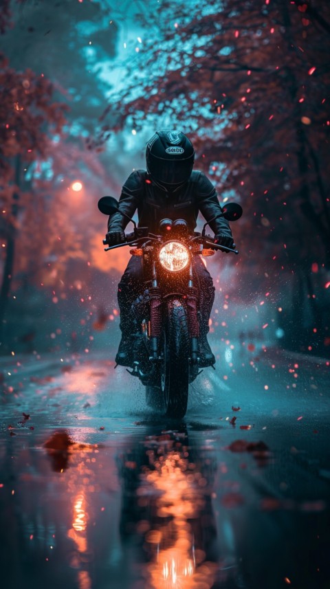 Man on Motorcycle Riding Down a Road  Biker Aesthetic Wallpaper (723)