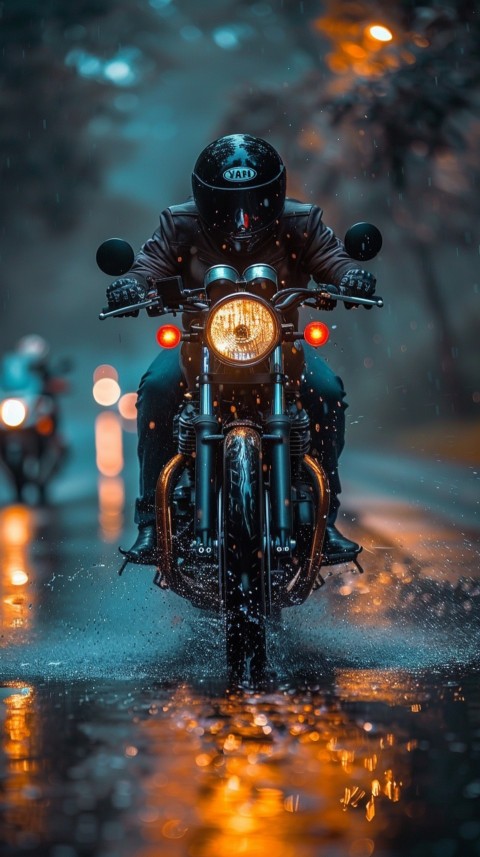 Man on Motorcycle Riding Down a Road  Biker Aesthetic Wallpaper (727)