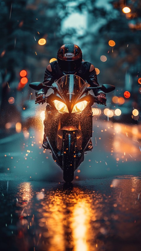 Man on Motorcycle Riding Down a Road  Biker Aesthetic Wallpaper (776)