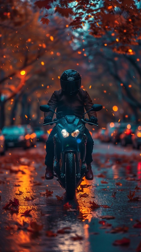 Man on Motorcycle Riding Down a Road  Biker Aesthetic Wallpaper (759)