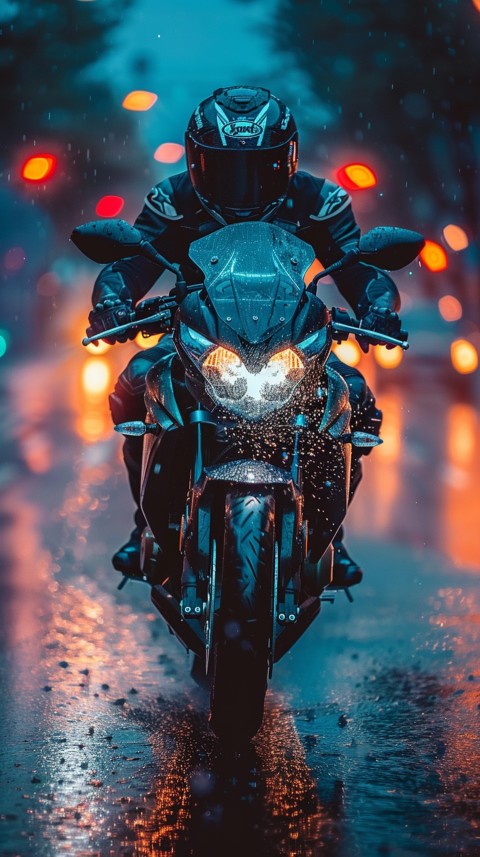 Man on Motorcycle Riding Down a Road  Biker Aesthetic Wallpaper (764)