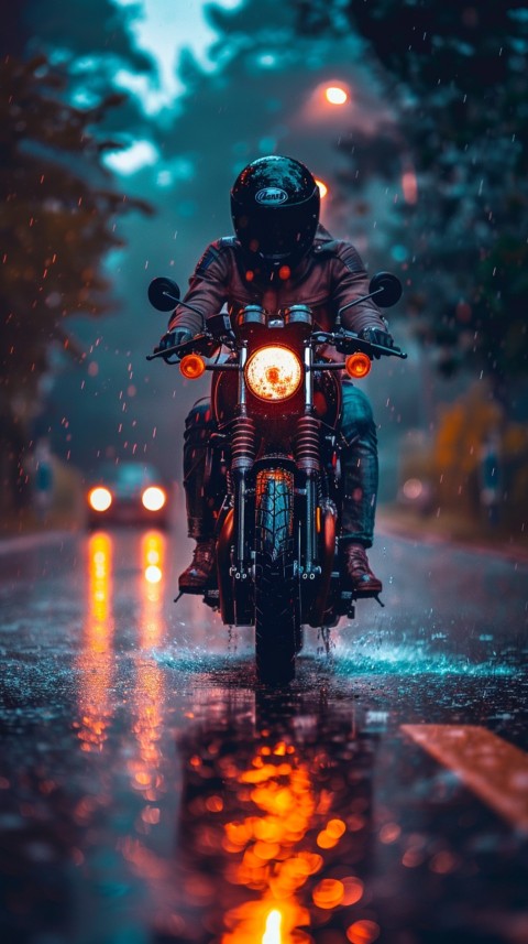 Man on Motorcycle Riding Down a Road  Biker Aesthetic Wallpaper (782)