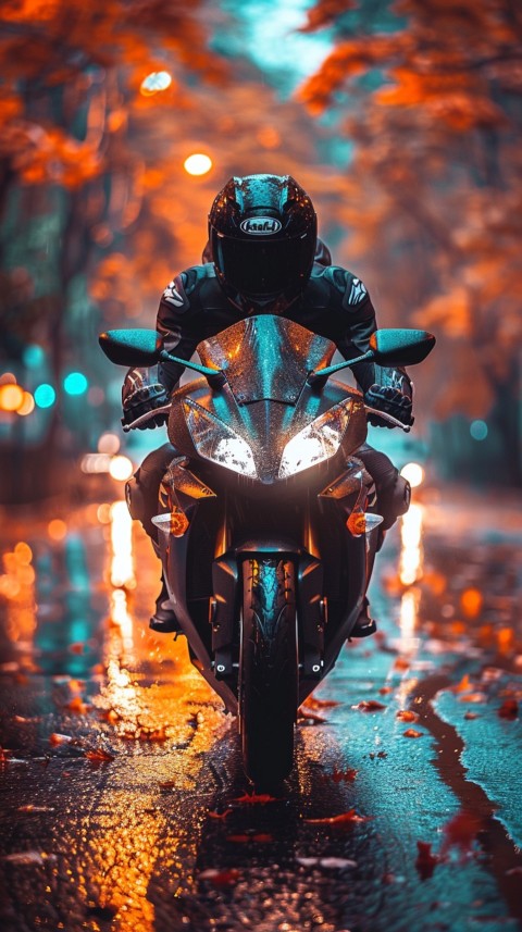 Man on Motorcycle Riding Down a Road  Biker Aesthetic Wallpaper (751)