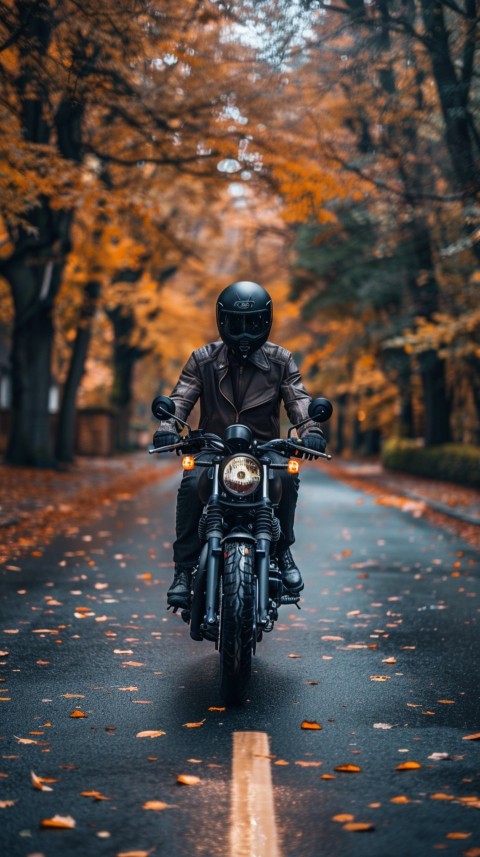 Man on Motorcycle Riding Down a Road  Biker Aesthetic Wallpaper (788)