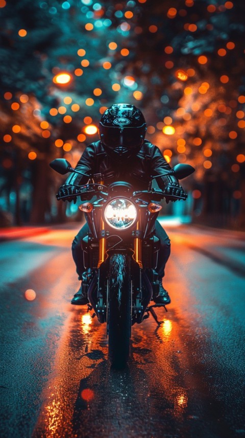 Man on Motorcycle Riding Down a Road  Biker Aesthetic Wallpaper (774)