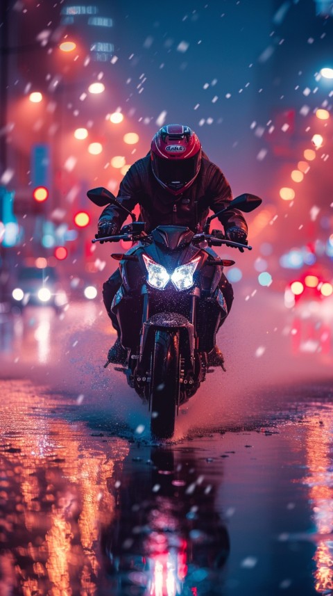 Man on Motorcycle Riding Down a Road  Biker Aesthetic Wallpaper (790)