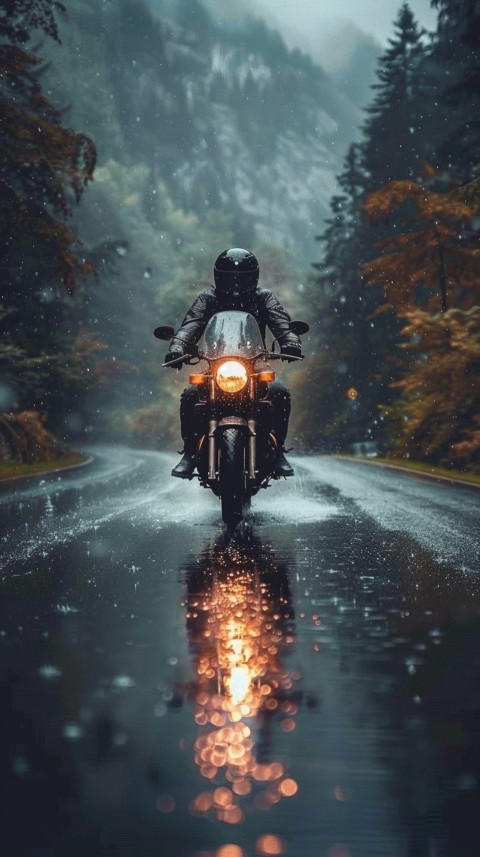 Man on Motorcycle Riding Down a Road  Biker Aesthetic Wallpaper (805)