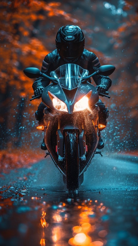 Man on Motorcycle Riding Down a Road  Biker Aesthetic Wallpaper (797)