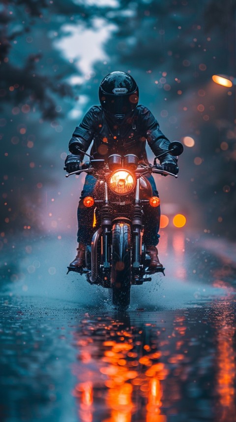 Man on Motorcycle Riding Down a Road  Biker Aesthetic Wallpaper (806)