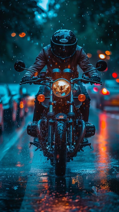 Man on Motorcycle Riding Down a Road  Biker Aesthetic Wallpaper (819)