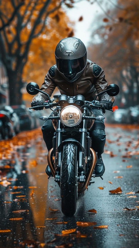 Man on Motorcycle Riding Down a Road  Biker Aesthetic Wallpaper (807)