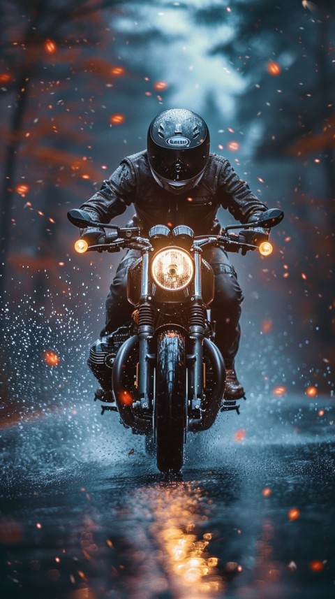 Man on Motorcycle Riding Down a Road  Biker Aesthetic Wallpaper (814)