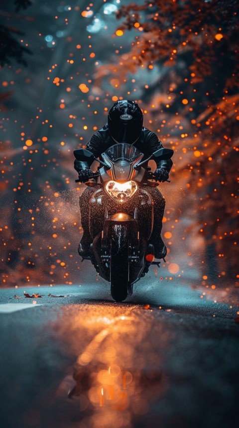 Man on Motorcycle Riding Down a Road  Biker Aesthetic Wallpaper (801)