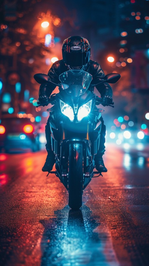 Man on Motorcycle Riding Down a Road  Biker Aesthetic Wallpaper (798)