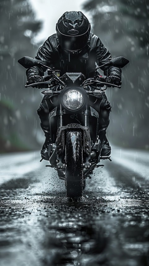 Man on Motorcycle Riding Down a Road  Biker Aesthetic Wallpaper (852)