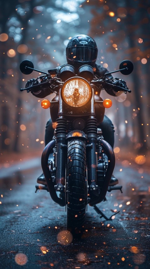 Man on Motorcycle Riding Down a Road  Biker Aesthetic Wallpaper (838)