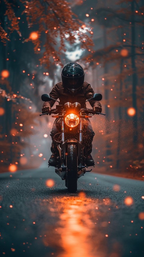 Man on Motorcycle Riding Down a Road  Biker Aesthetic Wallpaper (824)