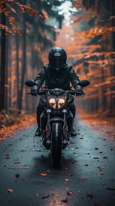 Man on Motorcycle Riding Down a Road  Biker Aesthetic Wallpaper (846)