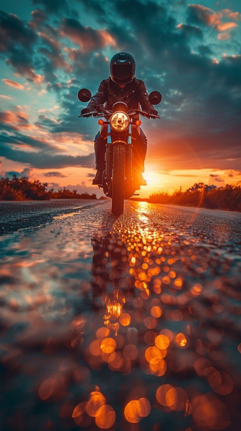 Man on Motorcycle Riding Down a Road Beach Side Biker Aesthetic Wallpaper (27)
