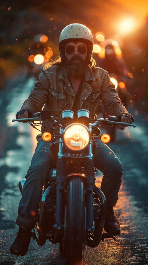 Man on Motorcycle Riding Down a Road Beach Side Biker Aesthetic Wallpaper (23)