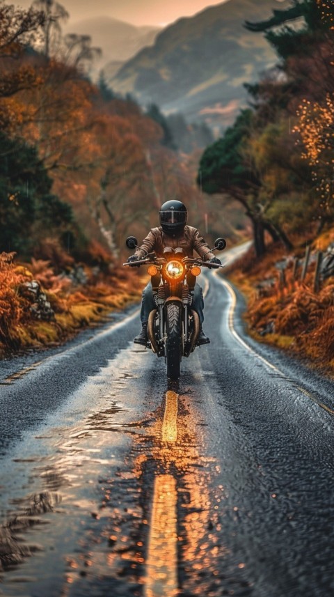 Man on Motorcycle Riding Down a Road Beach Side Biker Aesthetic Wallpaper (7)