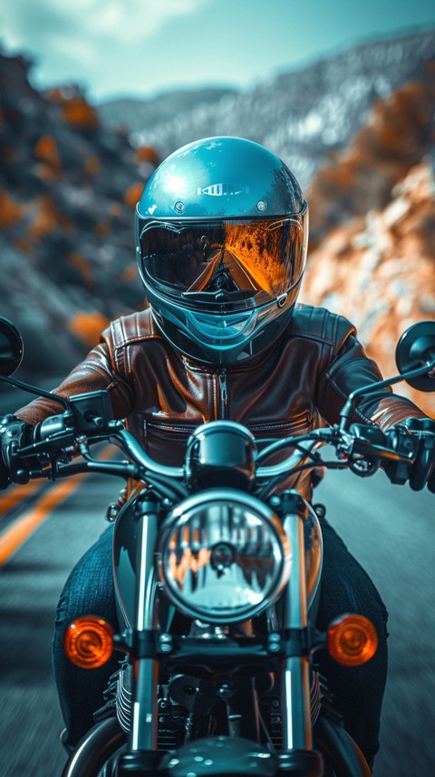 Man on Motorcycle Riding Down a Road Beach Side Biker Aesthetic Wallpaper (19)