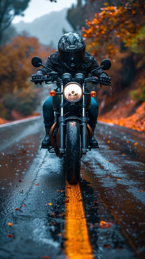 Man on Motorcycle Riding Down a Road Beach Side Biker Aesthetic Wallpaper (40)