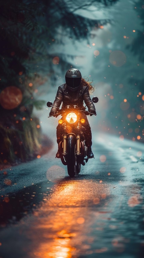 Man on Motorcycle Riding Down a Road Beach Side Biker Aesthetic Wallpaper (59)